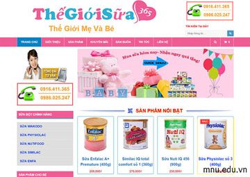 Thiết kế website bán bỉm sữa